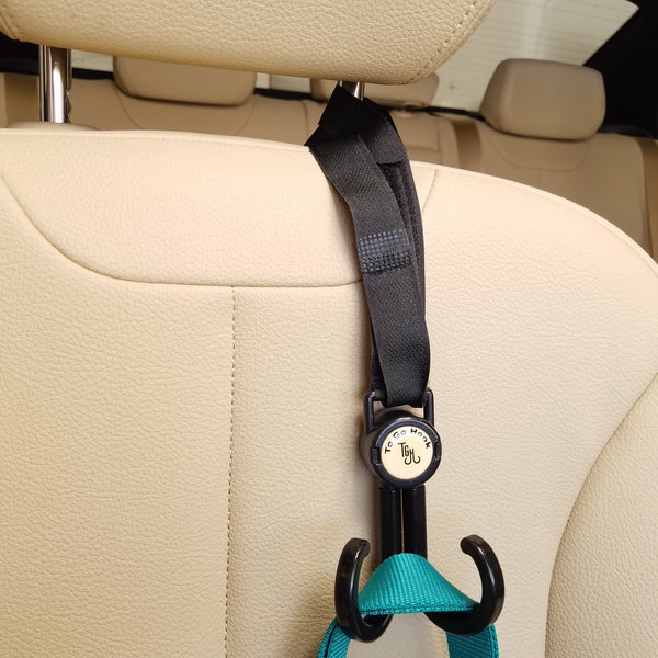 HeadRest Lasso is great as a car bag hook for your car. Car accessories for Lyft and Uber drivers. 